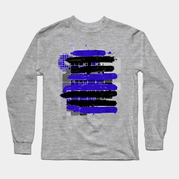Black and Blue Stripes by RegiaArt Long Sleeve T-Shirt by regiaart